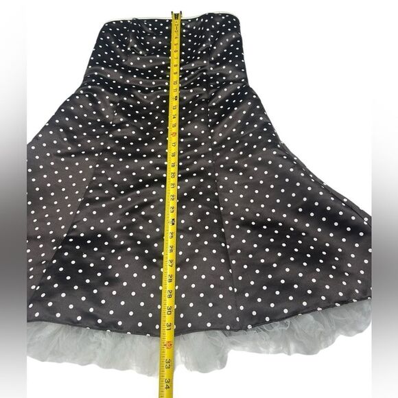 Jessica McClintock for Gunne Sax Dark Brown white Polka Dot Strapless Mini Dress - Picture 6 of 8